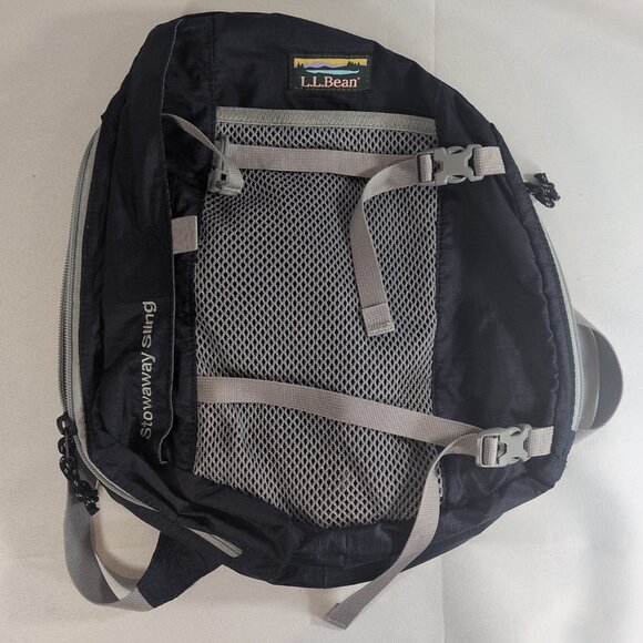 L.L. Bean Stowaway Sling Pack Navy Blue Grey Bag Backpack One Strap 504919 LL - Picture 1 of 12